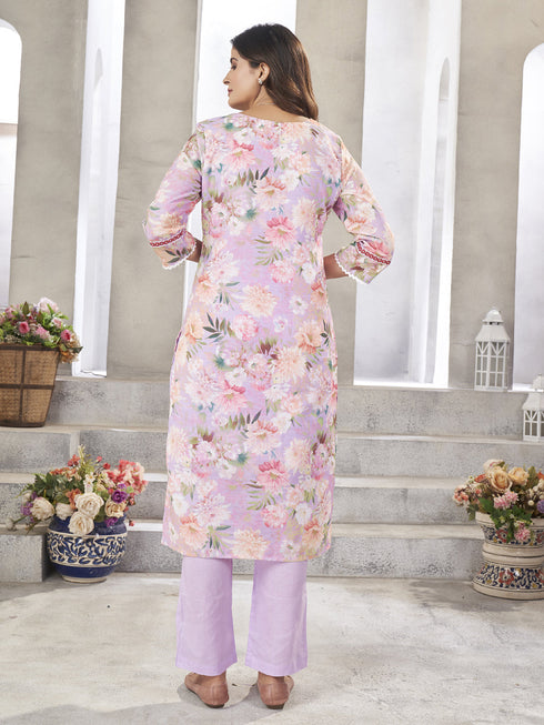 Lavender Lilan Cotton Pant Suit Acy8161 Closure View